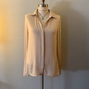 Parker 100% Silk Cold Shoulder Button Down